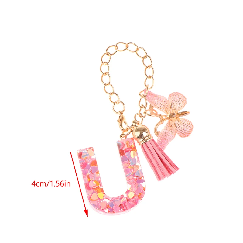 1Pc Letter Charm Accessories For Cup With Handle Initial Letter Keychain Handle Charm With Butterfly For Tumbler Women Girls