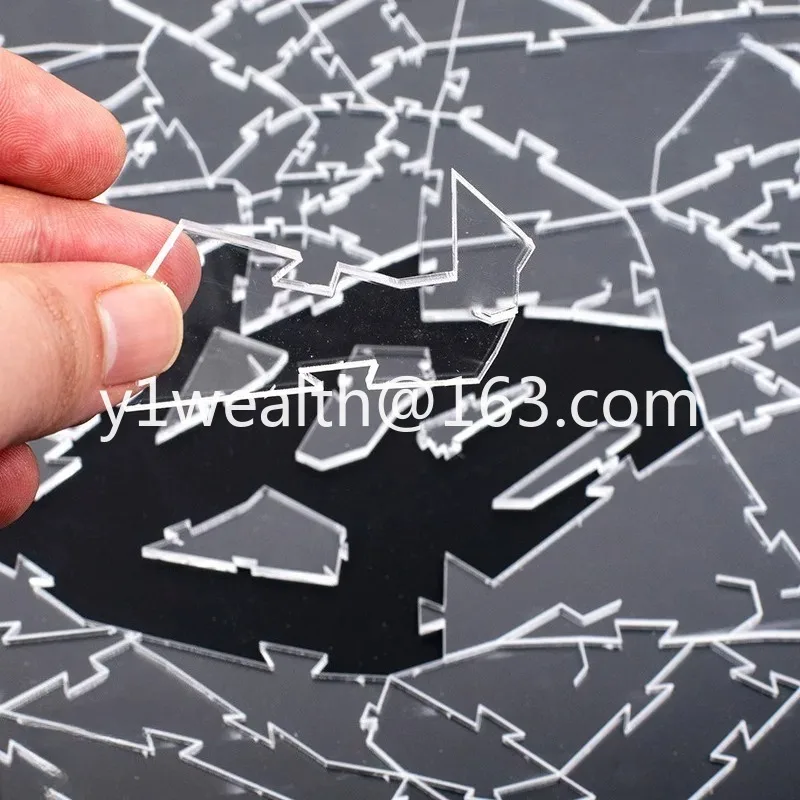 Shattered glass transparent acrylic puzzle - irregular hell level 10 high difficulty brain teaser