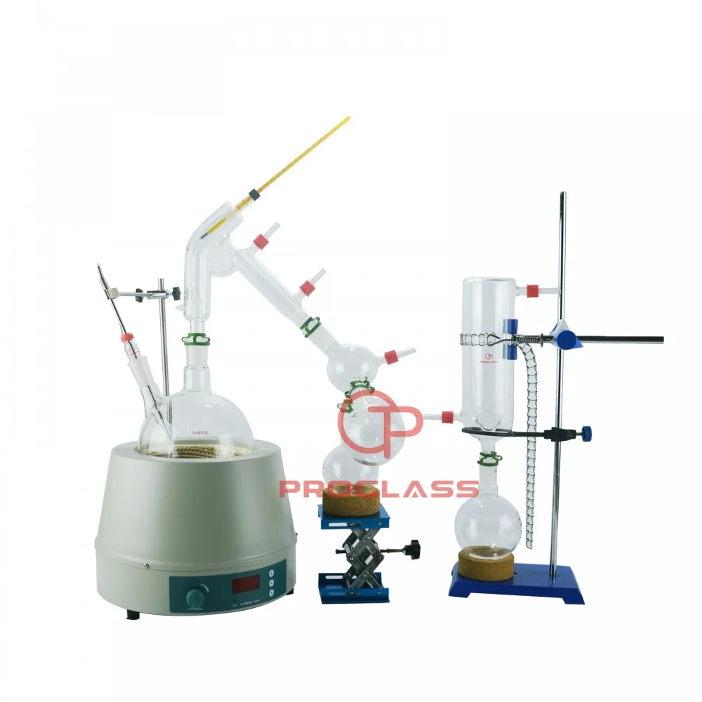 2L Short Path Distillation Kit, Lab Glassware with Digital Display Magnetic Heating Mantle for Distillation Experiments