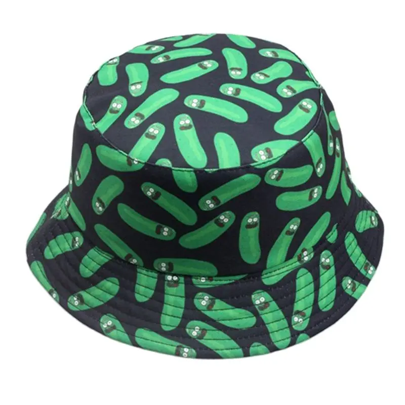 Spring Summer Printed Cucumber Soft Light Cotton Polyester Bucket Hat Outdoor Shade Sunscreen Panama Fisherman Cap Women F112