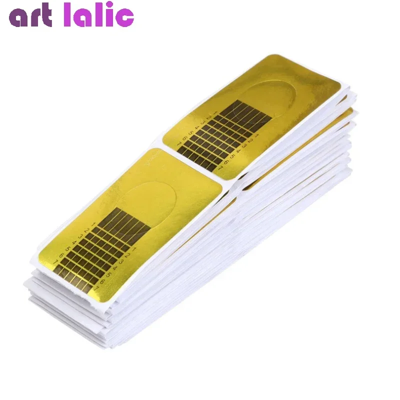프로페셔널 프렌치 아크릴 UV 젤 네일 익스텐션 몰드 세트 스텐실 가이드 컬 폼 매니큐어 도구 키트 100개 (네일 아트용)