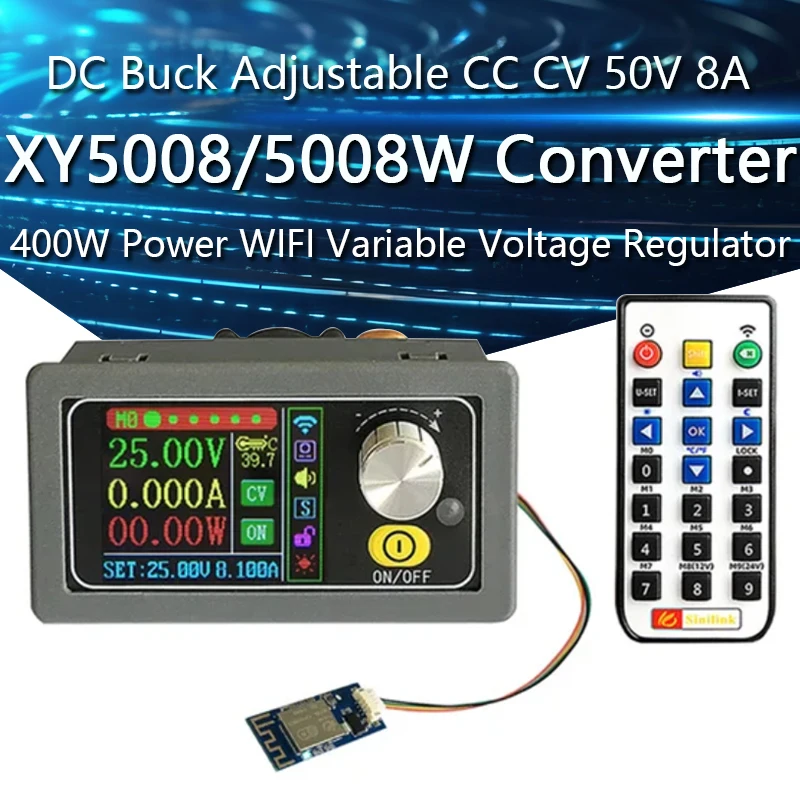 

XY5008/XY5008W DC Buck Converter Adjustable CC CV 50V 8A 400W Power Supply Module WIFI APP Variable Step-Down Voltage Regulator