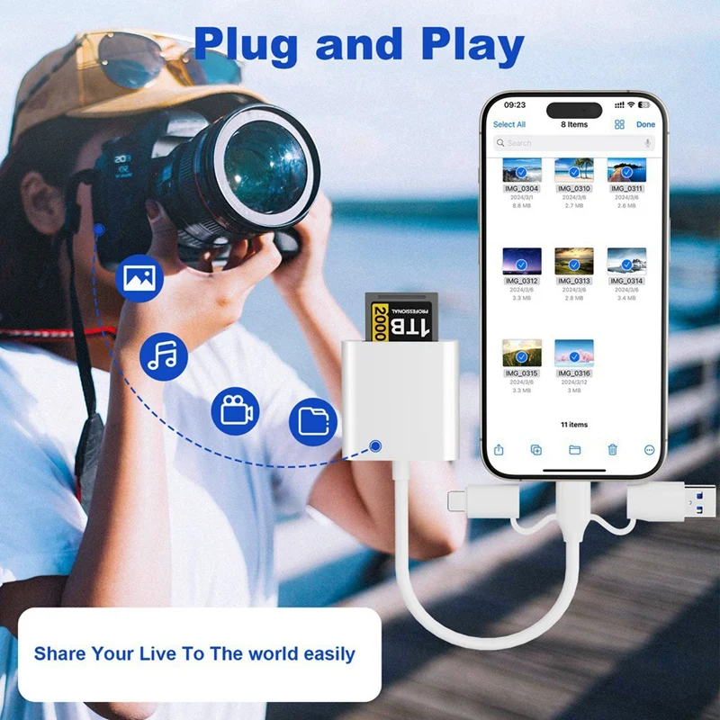 SD TF 2.0 Card Reader For Iphone Ipad USB2.0 USB-C Connector Memory Card Reader SD And TF Card Adapter For Video Picture