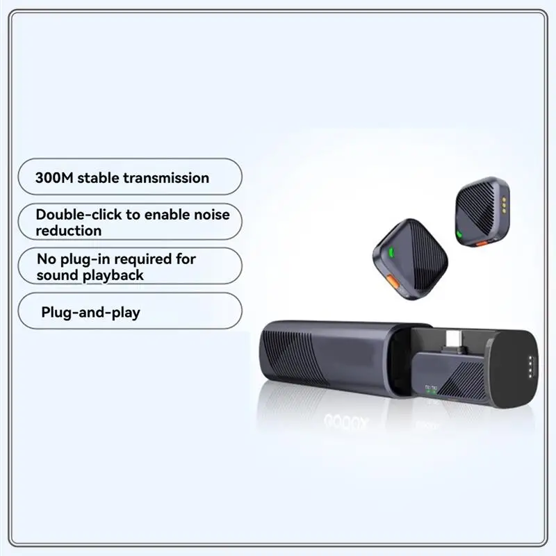 ميكروفون لاسلكي صغير موثوق به 2.4 جيجا هرتز تصميم كبسولة الوقت 300 متر نقل مستقر للبث المباشر لمدونة الفيديو
