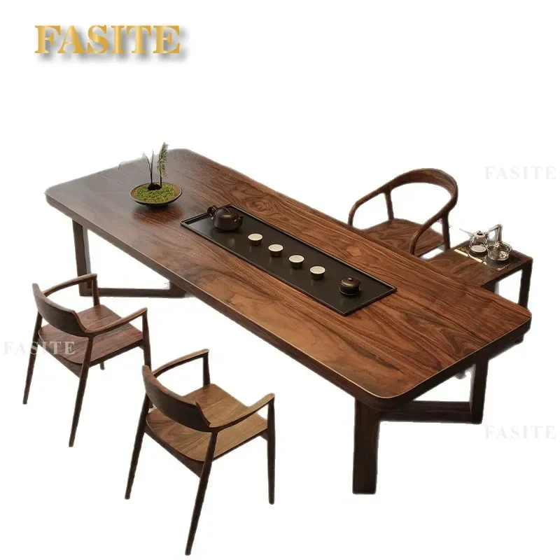 For South American Walnut Large Long Desk Tea Table Integrated Office Study Table and Chair Solid Wood Long Board Table
