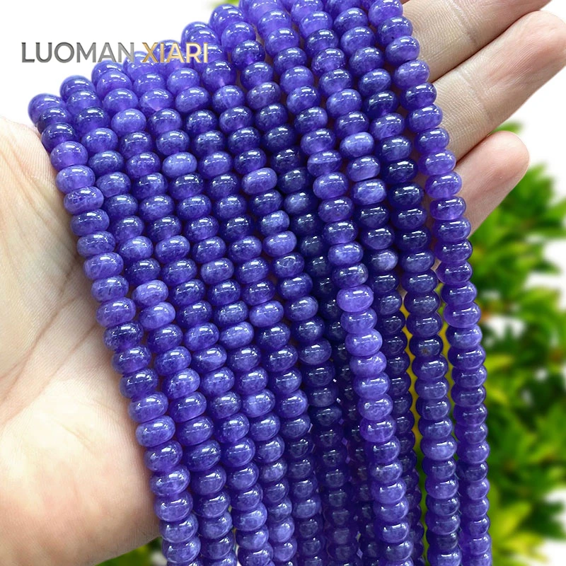 Wheels 5x8mm Natural Stone Amethyst Purple Chalcedony Spacer Beads for Jewelry Making Diy Bracelets Charms Accessories 15''