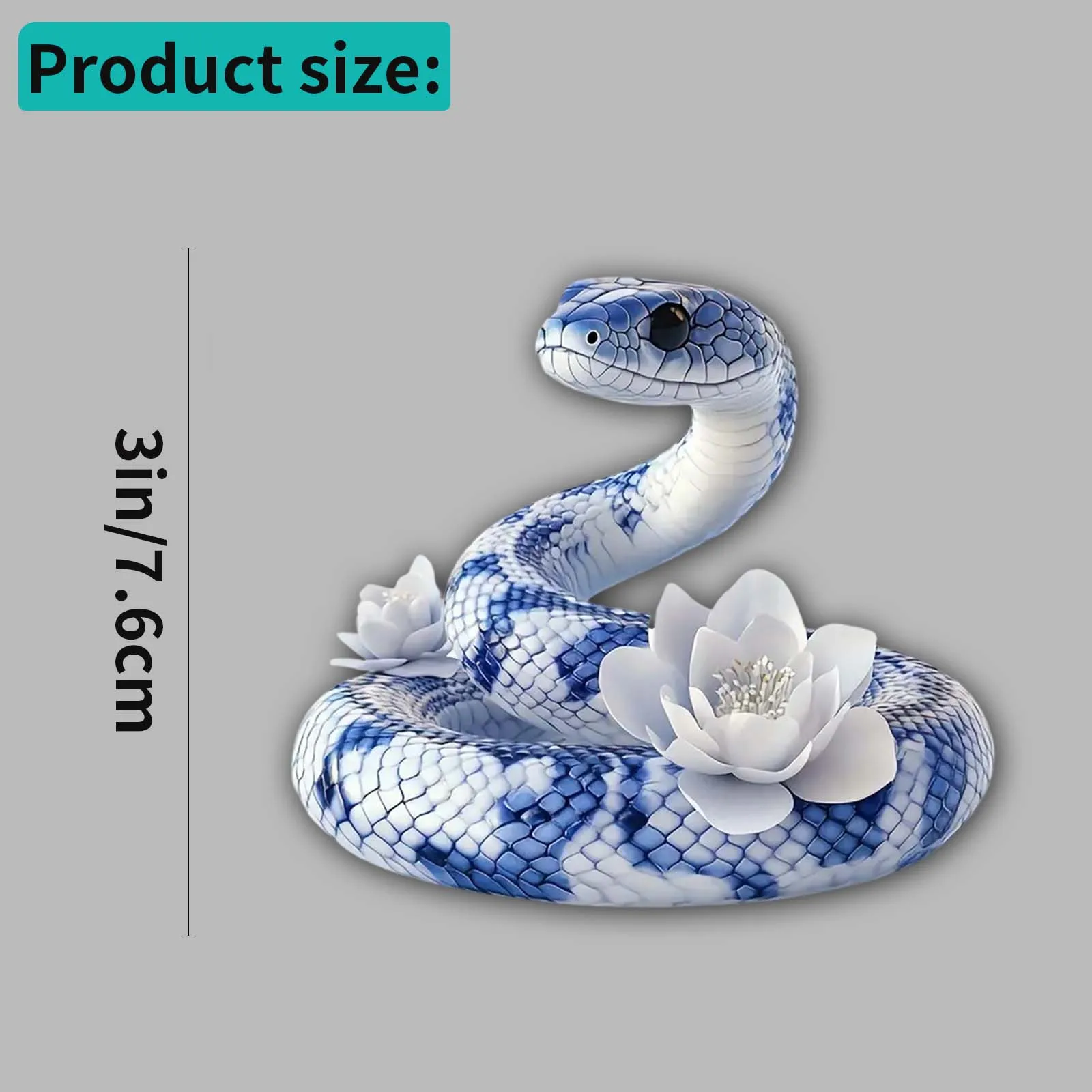 2pcs Blue‑White Snake With Lotus Vinyl Sticker, HD Waterproof Decal for Car Laptop Smooth Surfaces Decor