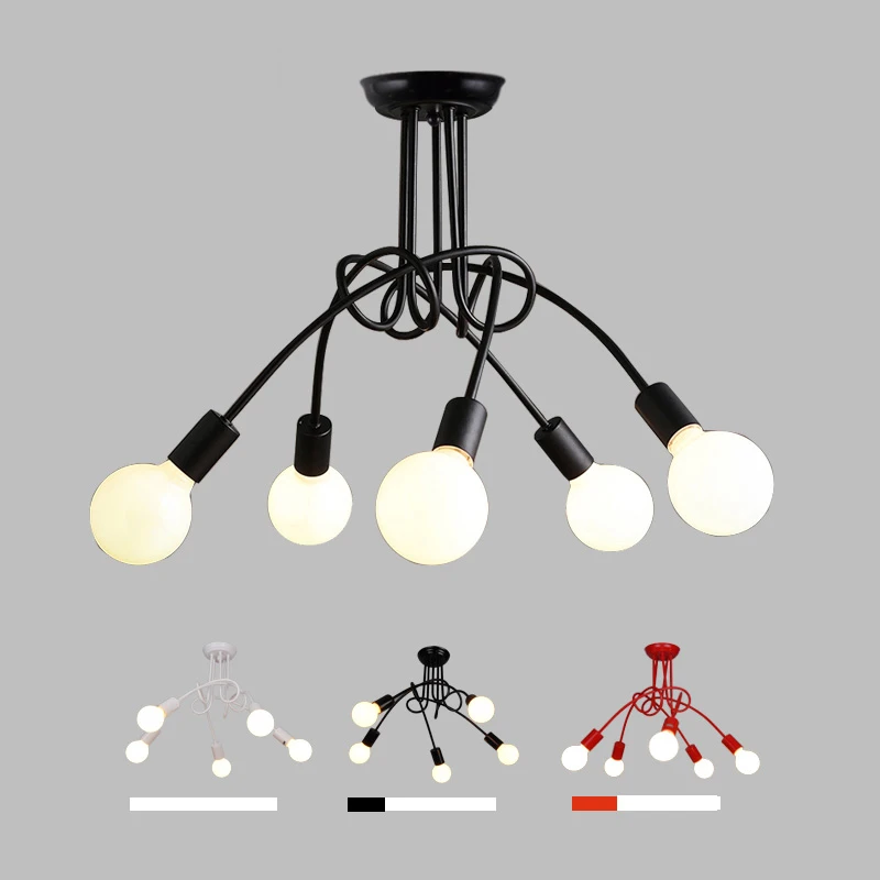 

E27 3/5 Heads chandelier Creative vintage for Restaurant Bar Cafe living room iron lighting home lustre