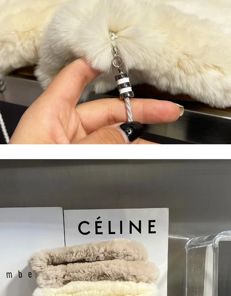 Women's Winter Warm Real Rex Rabbit Fur Gloves Good Elastic Ladies Fur Mittens Girls Outdoor Warm Natural Rex Rabbit Fur Mittens