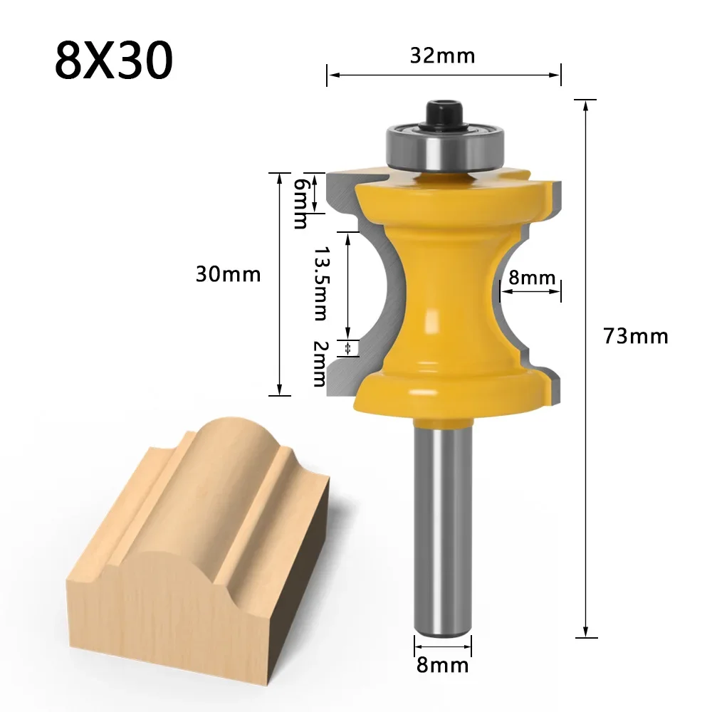 New 1PC 8mm Shank Bullnose Bead Column Face Molding Router Bit For Woodworking Tools