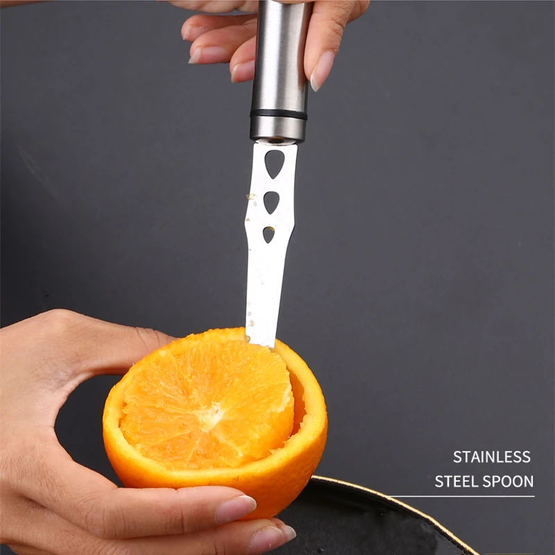 Stainless Steel Orange Peeler Stripper with Long Handle Fruits Grapefruit Cutter Double-sided Blade Knife Kitchen Utensils