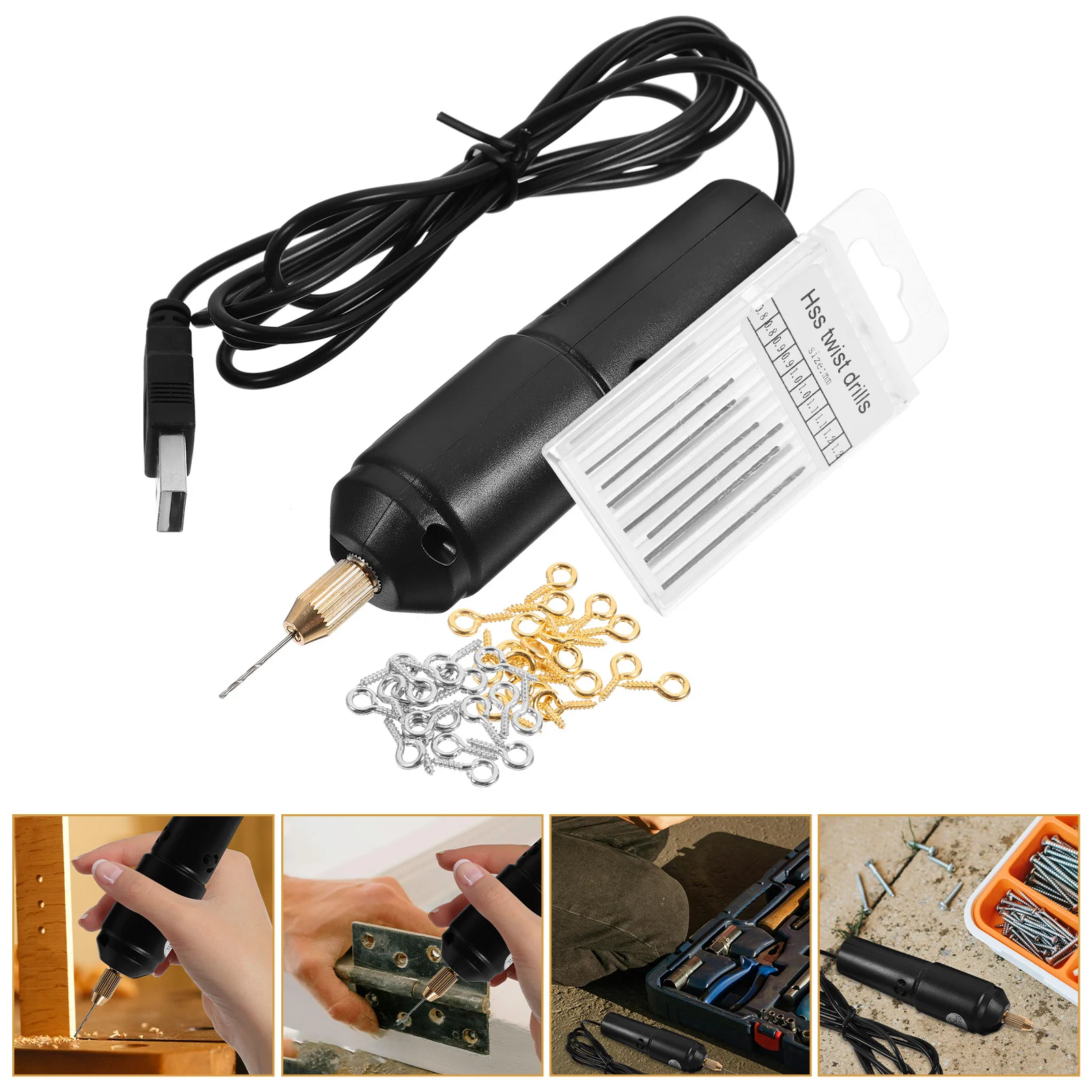 

1Set USB Mini Electric Drill Portable Handheld Punch Tool Compact DIY Rotary Drill Punch Tool Portable Electric Drills