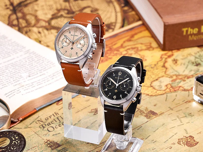 Baltany Retro Military Pilot Herrenuhr S5044 Luxus-Quarz-Chronograph im Air Force-Stil, Stoppuhr, für Herren, Sport, Outdoor, Freizeit, Alltag – Detail 1