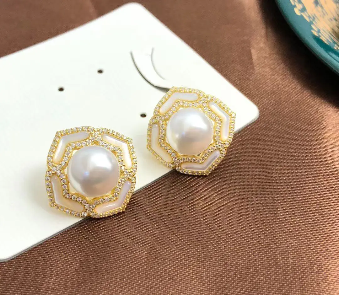 Wholesale S925 Sterling Silver Earrings Mount Findings Settings Base Mounting Parts Accessory for 9-10mm Pearls 5 pairs/lot