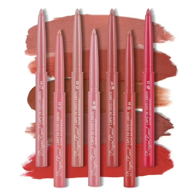 12 color new embossed Brown Lip Stick - Lip Liner Set to draw outline - Matte lasting lipstick Pink Lipstick Velvet Makeup