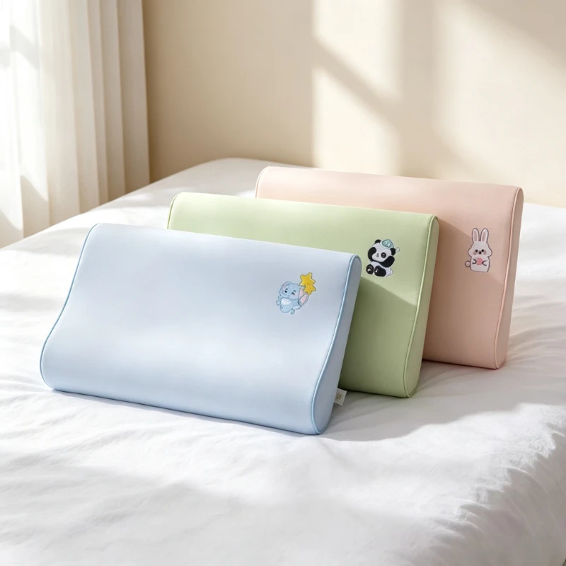 Kids Memory Foam Pillow Low Profile Cooling Breathable Soft Neck Support for Kindergarten Students Summer 어린이 메모리폼 베개