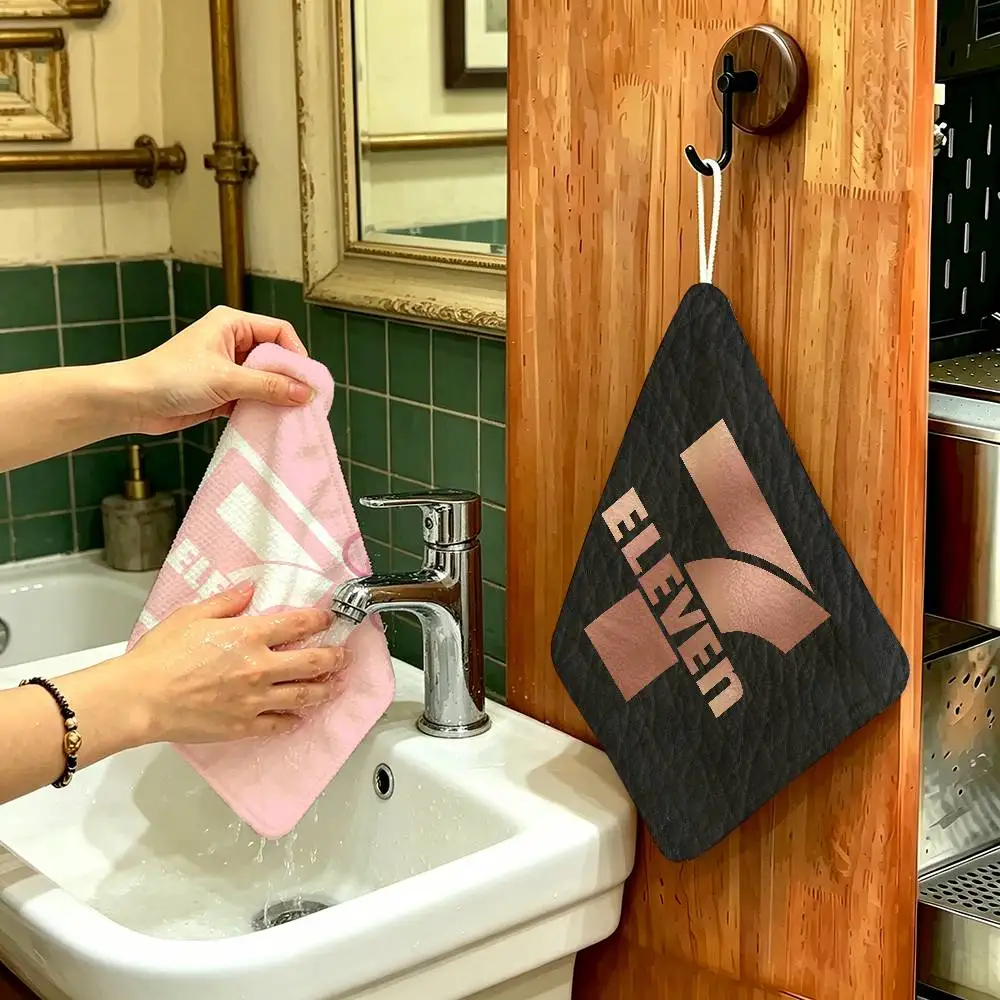 Fashion LOGO 7-E-ELEVENS Polyester Cotton Hand Wiping Towel with Hanging Loop, Lightweight for Home and Commercial Use