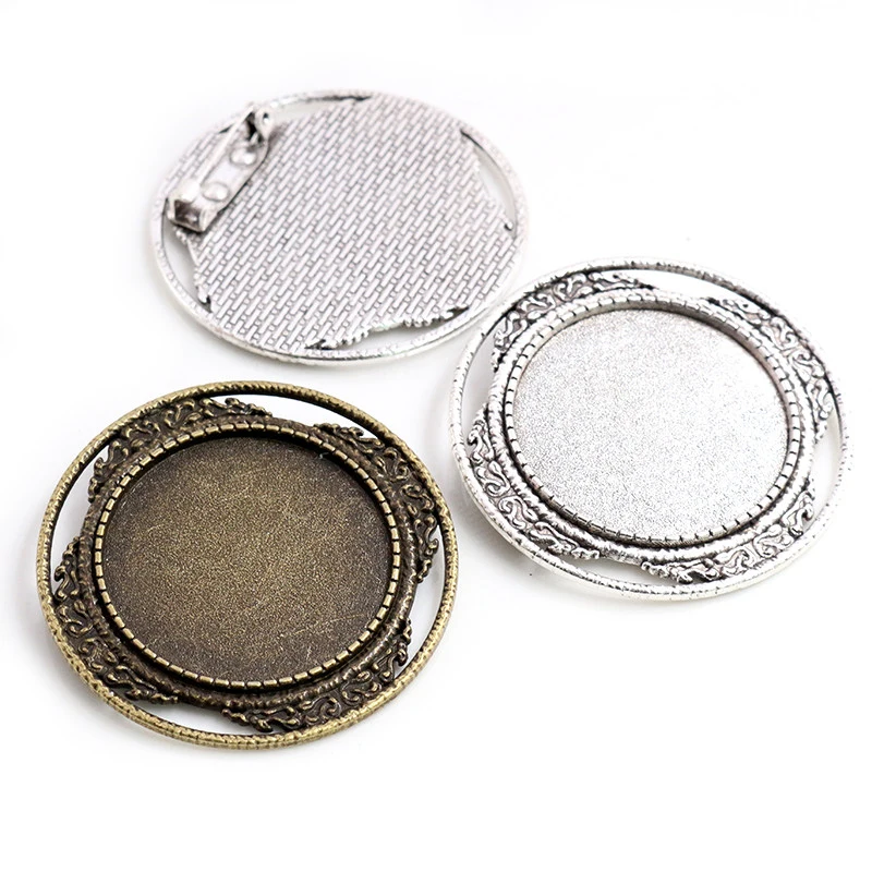 5 sztuk 30mm wewnętrzna wielkość antyczne posrebrzane i brąz broszka Pin klasyczny styl Cabochon ustawienia bazy — zdjęcie 2