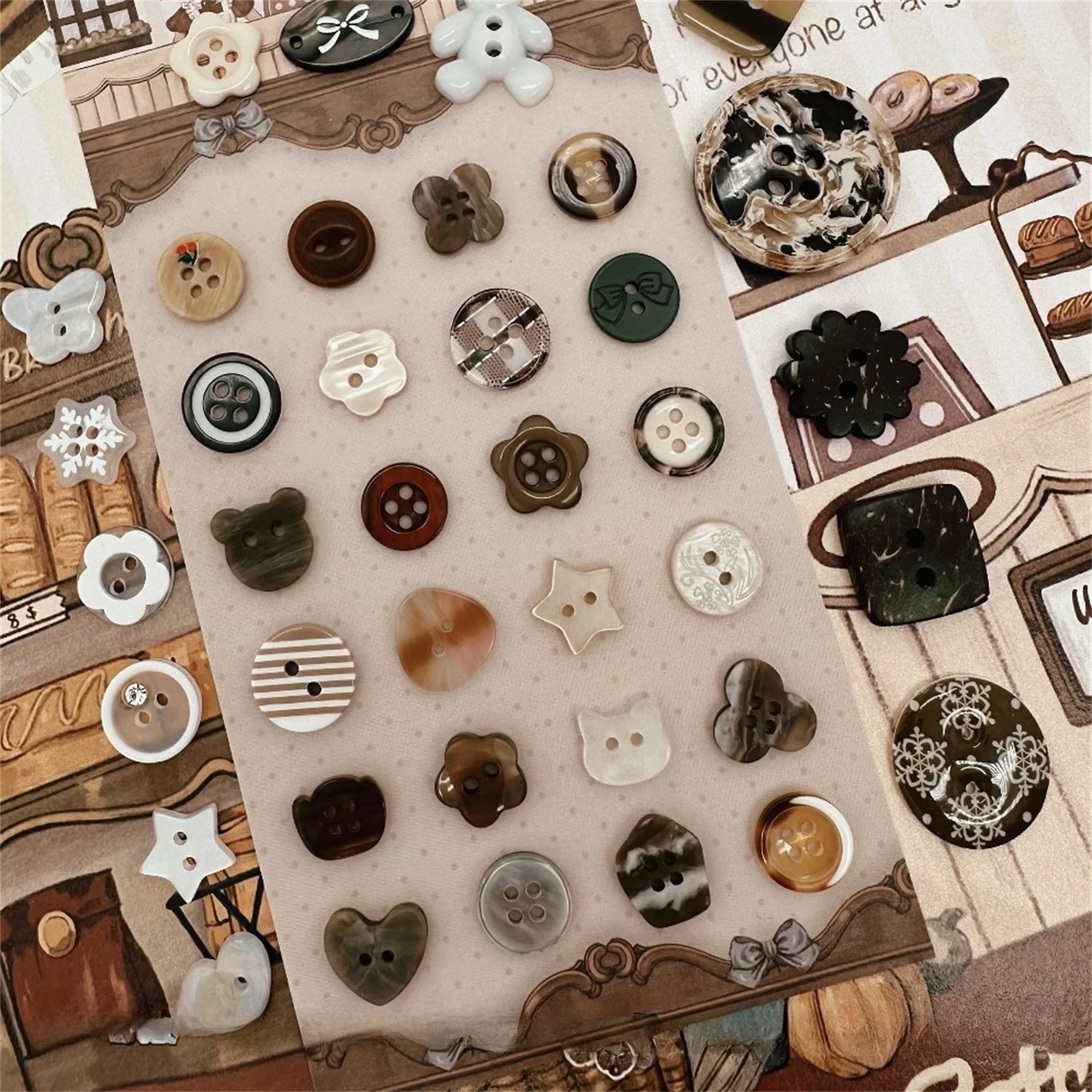 

Classic Simple Beauty Mailard Colored Button Retro DIY Manual Decorative Material Ins Beads Baby Clothes Handmade Accessories