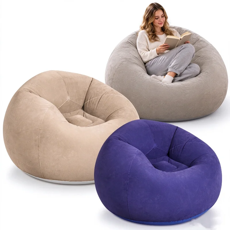 Inflatable Round Bean Bag Sofa Chair With Air Pump Foldable Spherical Leisure Lounge Seat Sofa Stool For Indoor Outdoor Relax