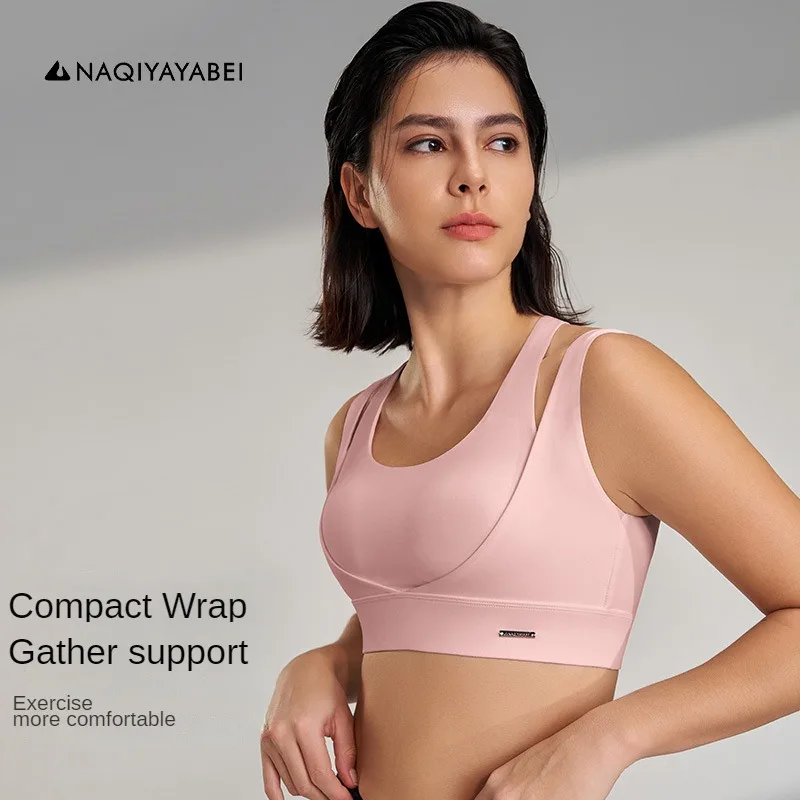 

NAQIYAYABEI Women's Gym Fitness Underwear Gathering Shockproof Bra Outdoor Sportswear Breathable Yoga Bra Training Clothes Tops