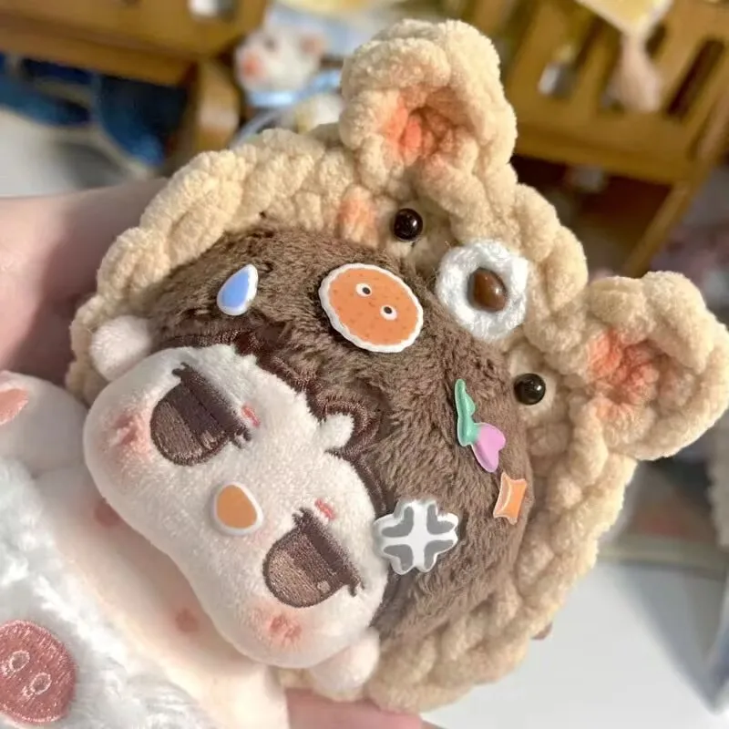 Rabbit ear handcrafted product,leather band,knitted wool,large intestine hair band,popular and cute cartoon bear couple headband