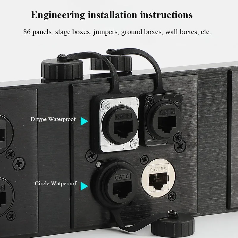 Waterproof RJ45 CAT6A Network Panel Socket D-type CAT6 8Pin Ethernet Straight-through Male Female Data Signal Cable Connector