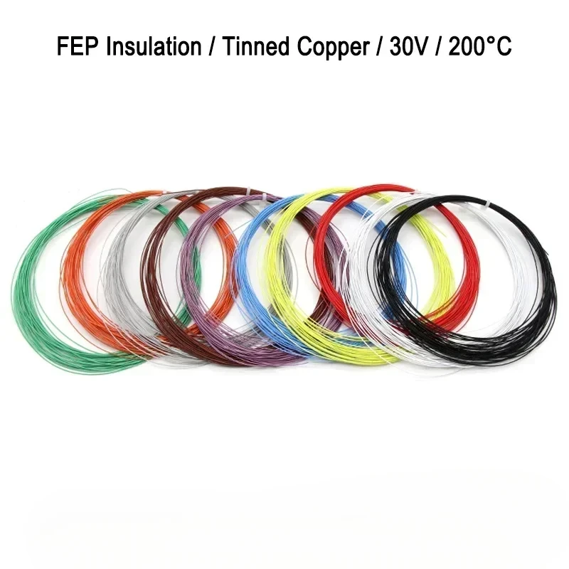 10/20/50/100m UL10064 PTFE Wire 40/36/34/32/30/28/26AWG Ultra Fine Micro Litz FEP Insulation Tinned Copper Wires for Soldering