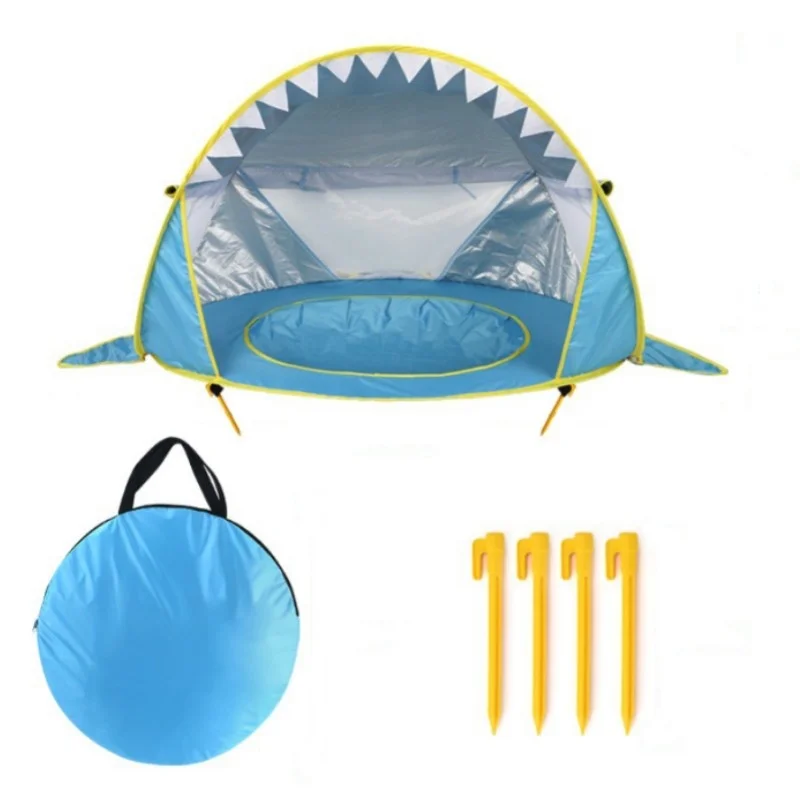 Uv-protecting Beach Tent Portable Shark Baby Sun Shelter Pop Up with Pool for Infant Outdoor Toy Summer Kid Swimming Play House