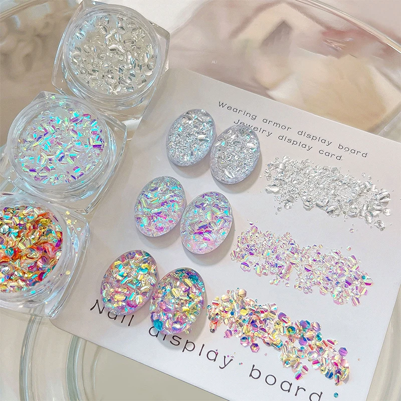 3D Super Shiny Colorful Nail Glitter Accessories Gradient Irregular Chasing Light Rhinestones DIY Glitter Nail Art Decorations