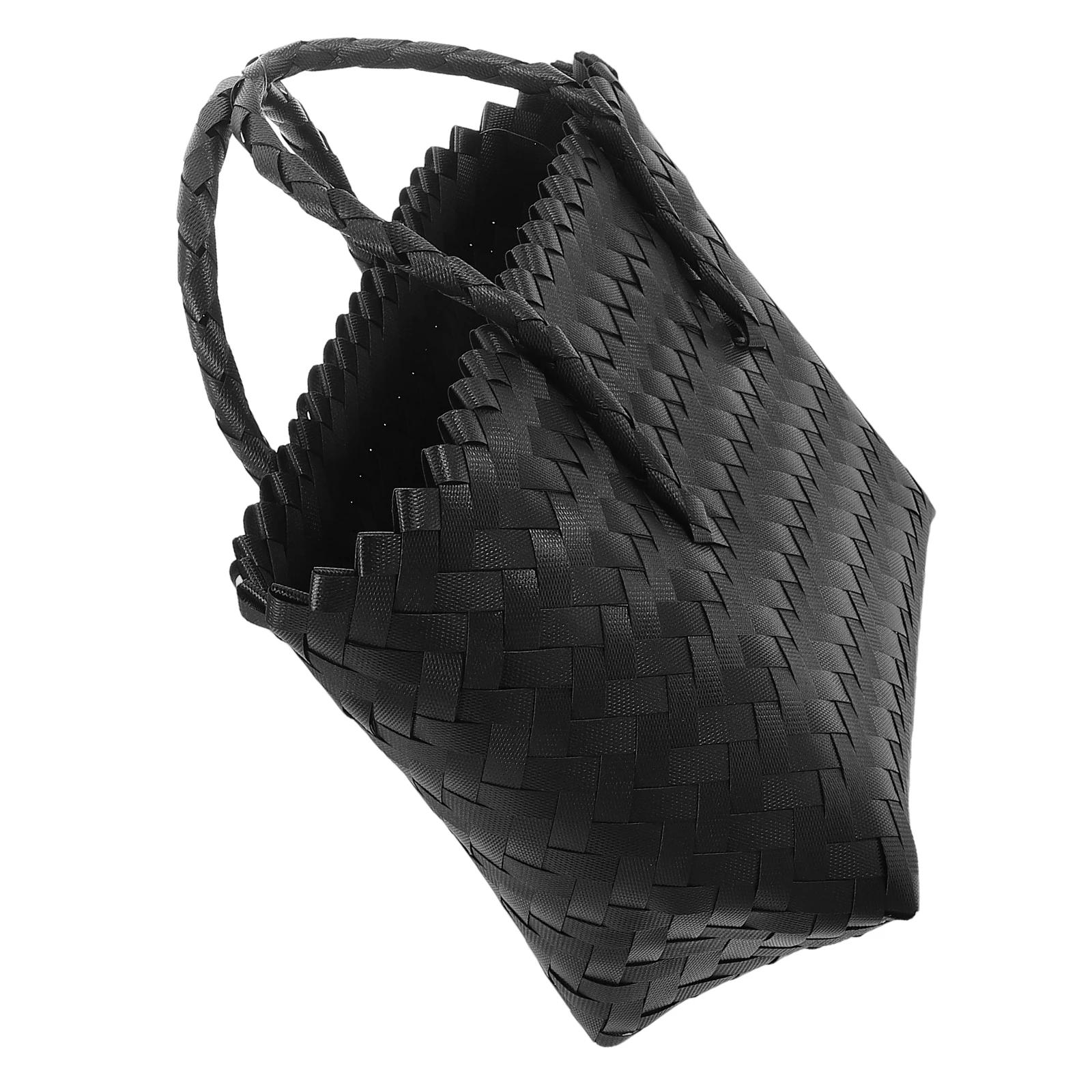

Imitation Rattan Shopping Bag Tote Woven Portable Bamboo Blue Plastic Black Beach Boho Picnic Basket Women Straw Beach Purse