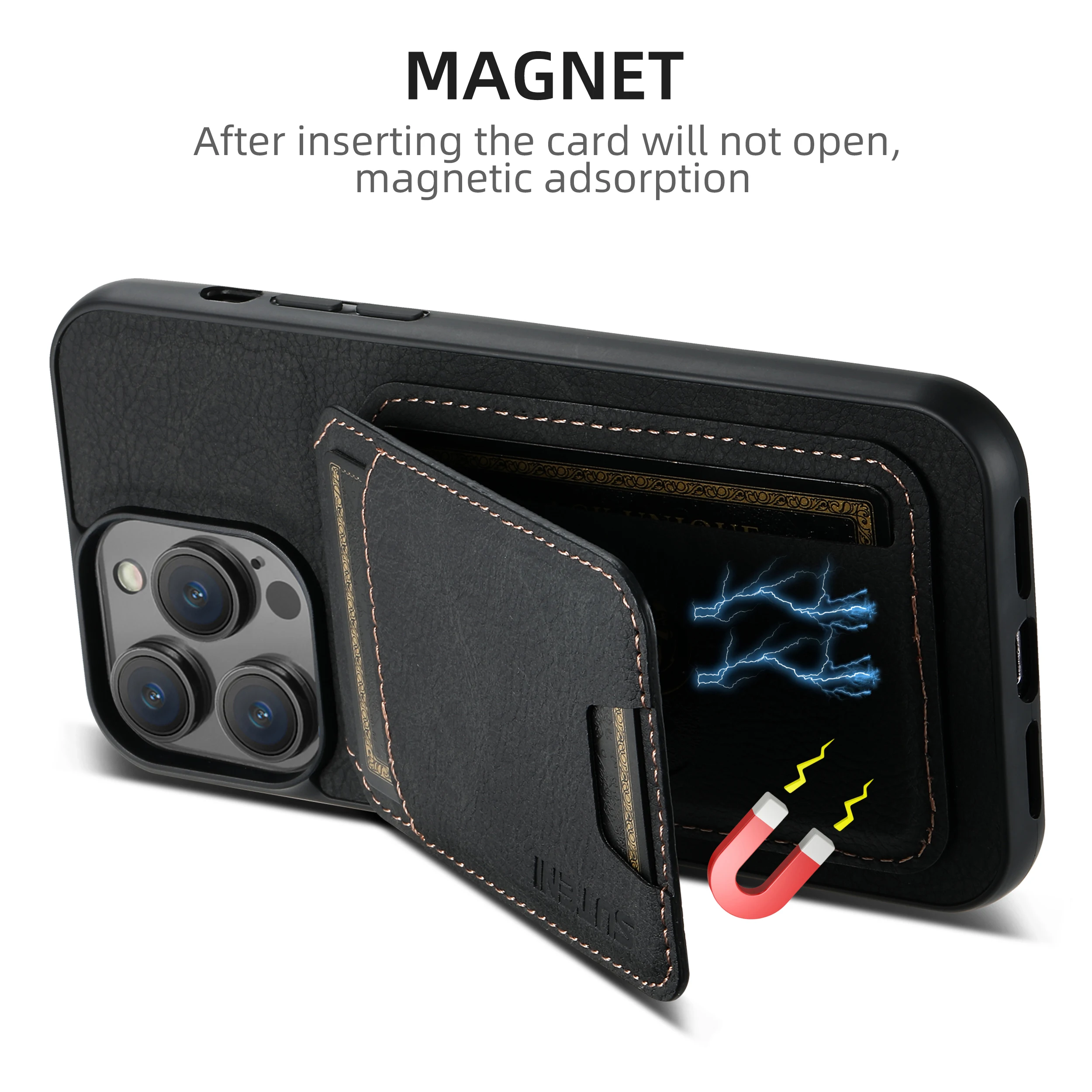 SUTENI Kartenhalter Kartenhülle Handyhülle Luxus PU Leder Handyhalter für iPhone 16 Pro Max 15Plus 14 13 12 11 XR X – Detail 17