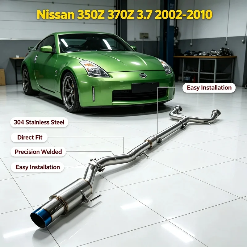 Stainless Steel Y-shaped Mid Pipe for Nissan 350Z/370Z 3.7 2002-2010 Large Caliber Front Pipe with Heat Shield Direct Bolt on