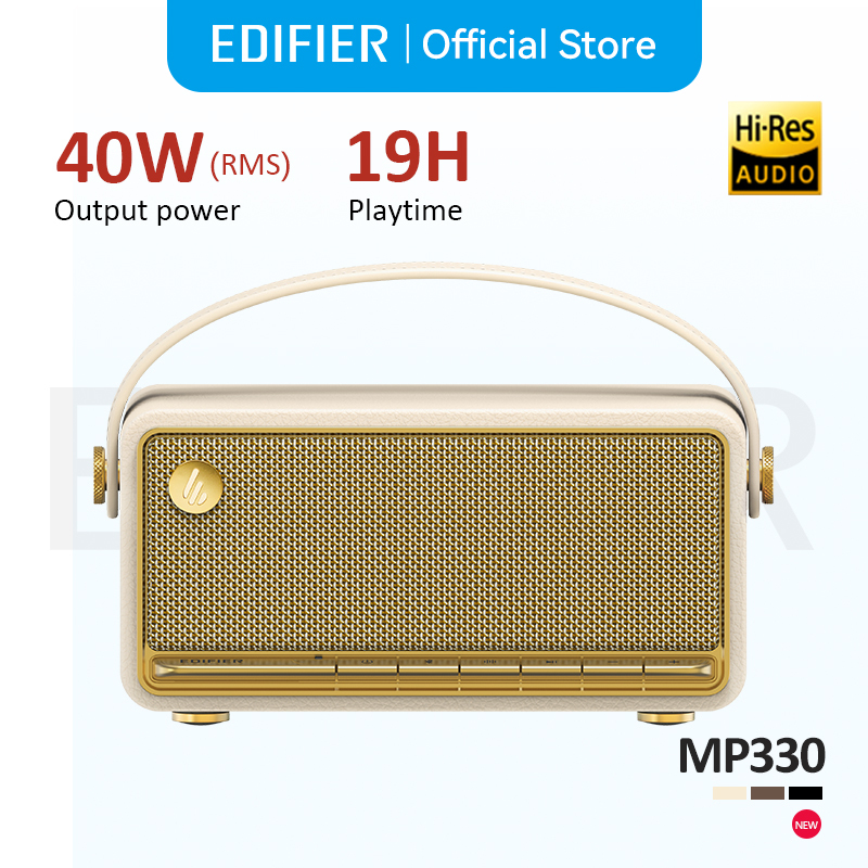  Edifier MP330 Portable Bluetooth Speaker Bluetooth V6.0 Hi-Res Audio USB-C TF Card Inputs Stereo Pairing 40W RMS 19H Playtime 