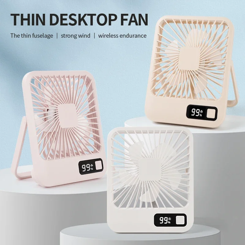 New LED Display Screen Desktop Folding Electric Fan Silent Small Night Light Office Hanging Dual Purpose Fan