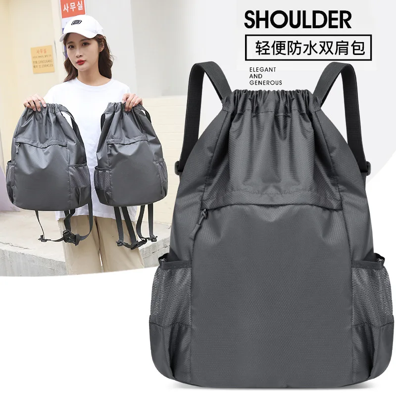 

Foldable Gym Bag Men Women Fitness Yoga Backpack Waterproof Drawstring Shop Pocket Hiking Camping Beach Swimming Sports Bags