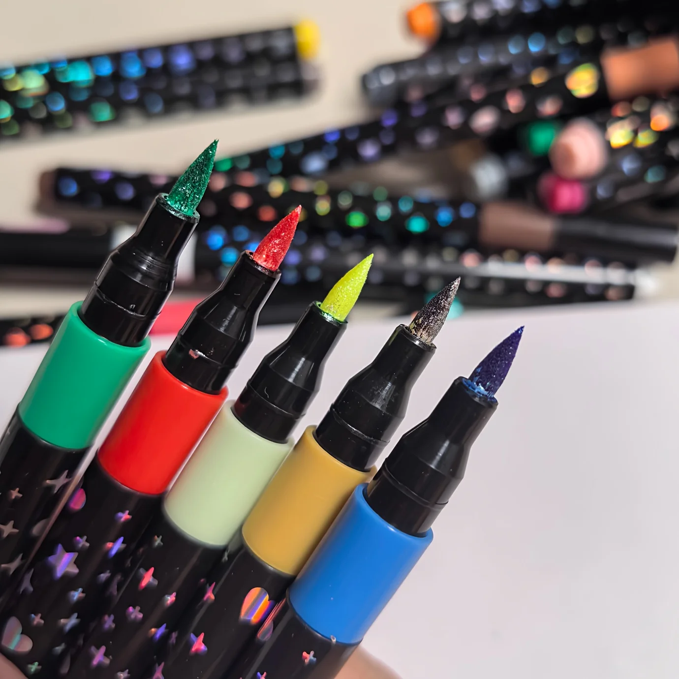 60/48/36/24/12 farbiges Glitzer-Marker-Set – wasserbasierte Acryl-Glitzer-Stifte für Studenten, Kunst, Scrapbooking und Schreibwaren – Detail 4
