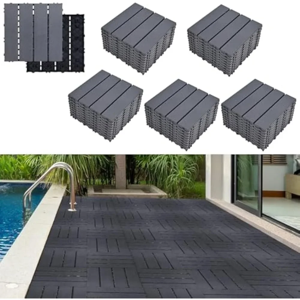 

%a 45 Sq.Ft Plastic Interlocking Deck Tiles 12” X 12“ Waterproof Patio Decking Tiles Indoor Tiles for Balcony Garden Backyard