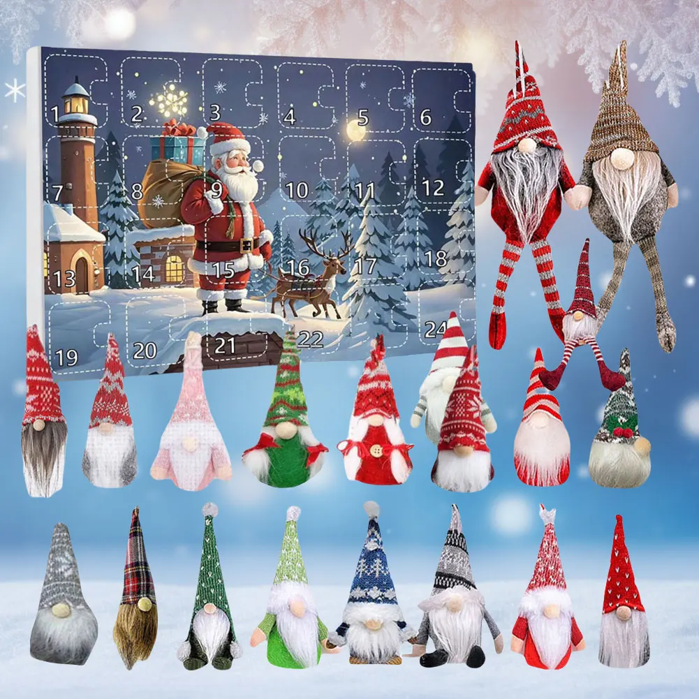 Christmas Gnome Holidays Advent Calendar 2024 Gnome Dolls with Surprise Toys 24 Days Xmas Countdown Calendar for Kids Boys Girls