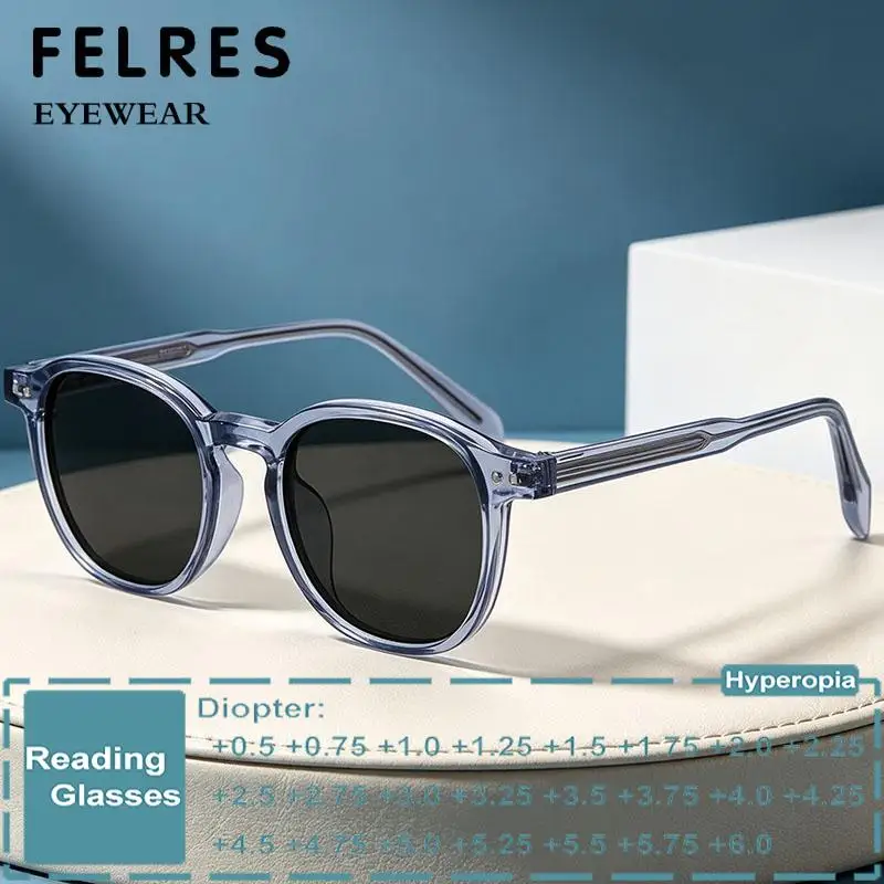 Men Women TR90 Square Reading Glasses Fashion Outdoor Sunshade Sunscreen Single Focus Presbyopic Eyewear Customize Diopter