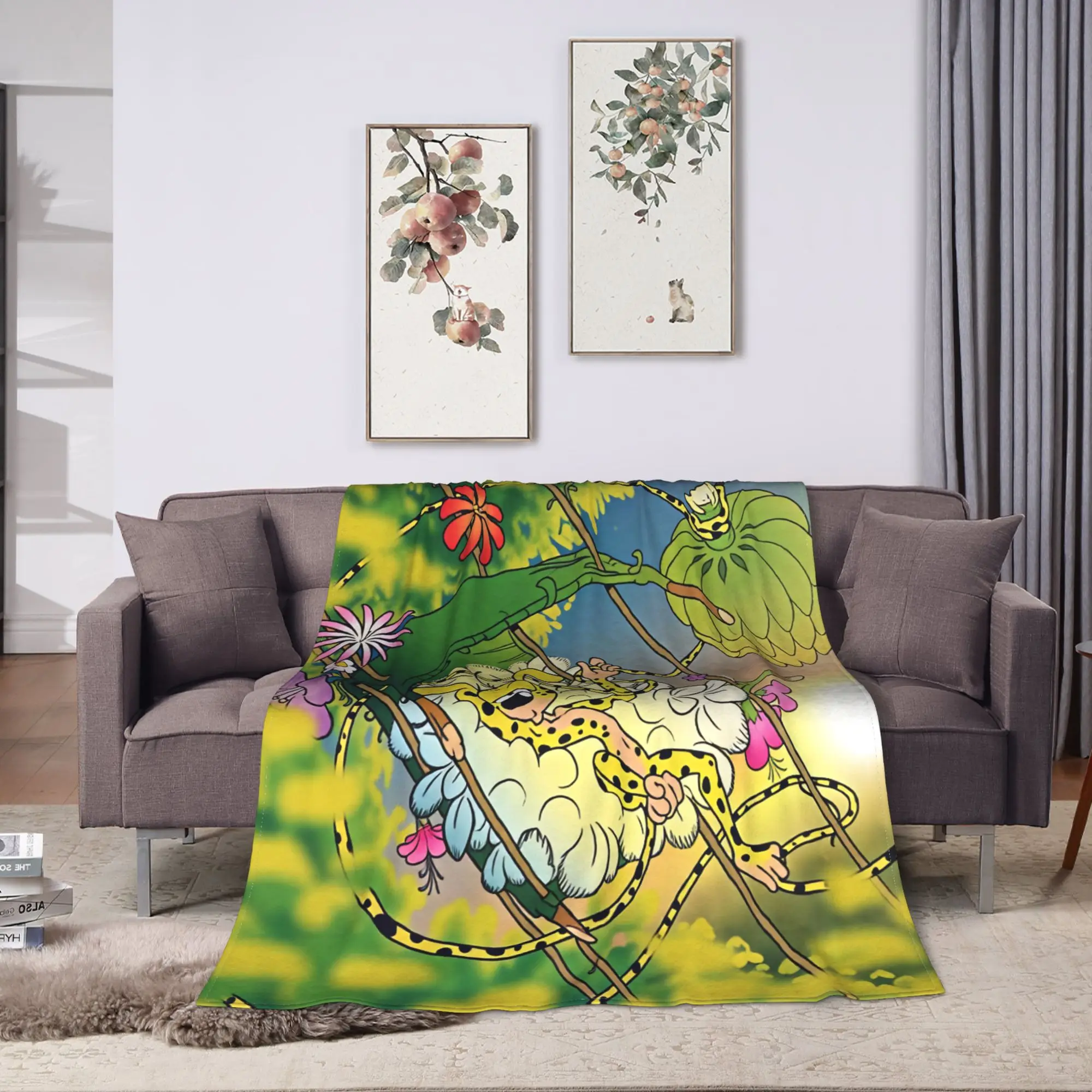 Marsupilamis Flannel Blanket Spring  Super Warm Throw Blanket for Child Home Decor Novelty Bedspread Sofa Bed Cover