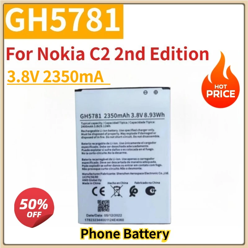 

New Phone Battery 3.8V 2350mAh TA-1452 GH5781 for Nokia C2 2nd Edition