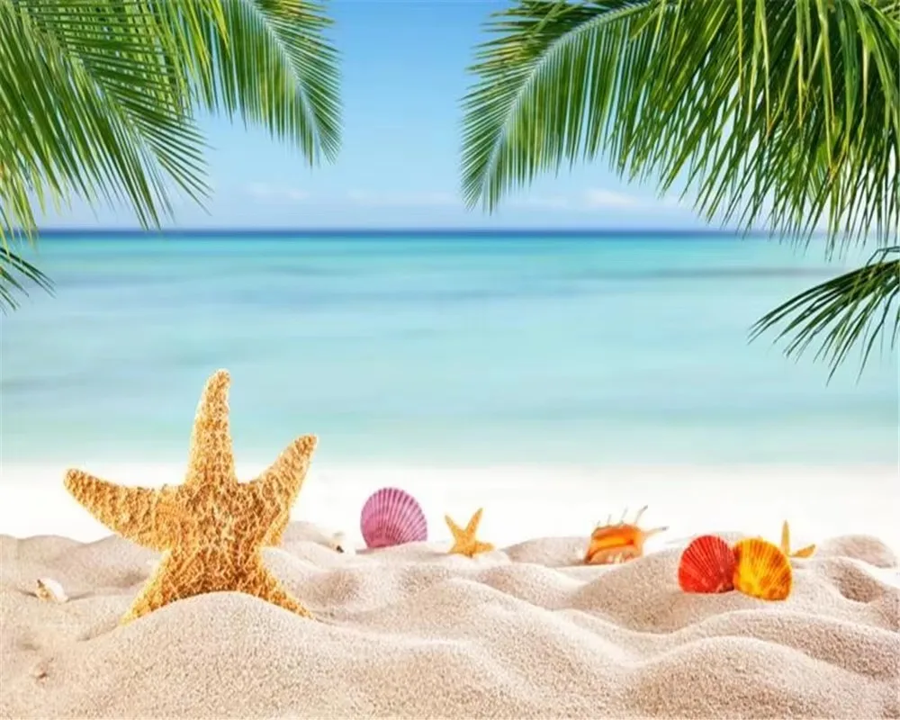 Customized Photo Wallpaper Seascape Beach Scenery Landscape Painting Coconut Tree TV Background Wall 3d Wallpaper papier peint