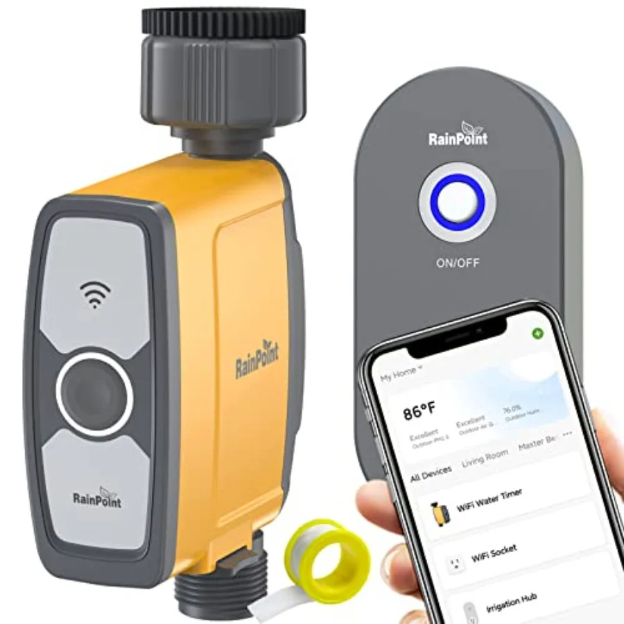 

Умный таймер для полива сада с Wi-Fi-хабом - Таймер полива с учетом погодных условий для использования на улице, 3 программируемых расписания, автоматизация
