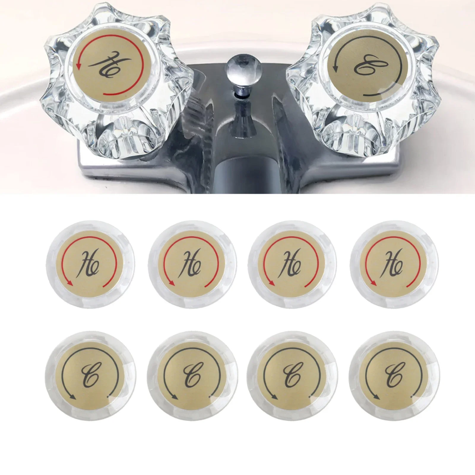 Bathroom Accessory Set Compatible Faucet Stickers Faucet Index Buttons Clear Hot Cold Markings Easy Temperature Identification