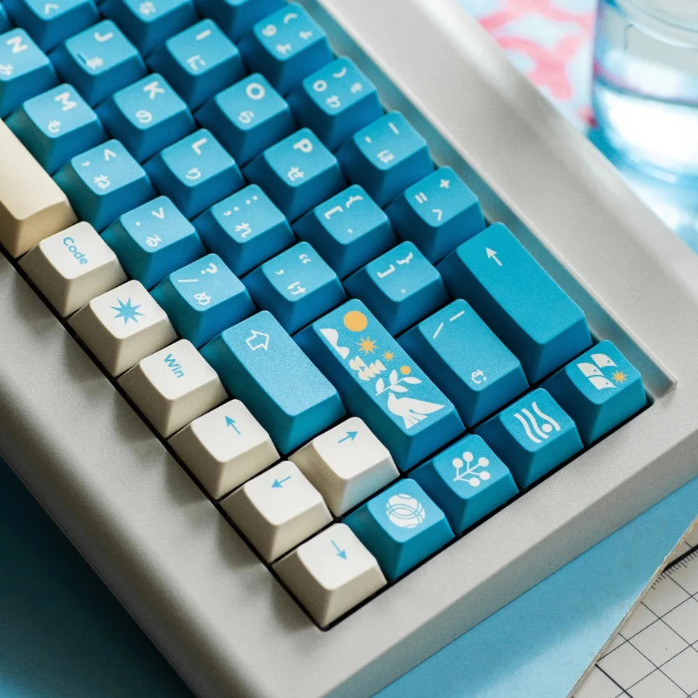 Blue Bird Theme Keycap Set 145Key PBT Custom Blue Minimalist Keyboard Cap Cherry Profile KeyCap for Mechanical Keyboard Gifts