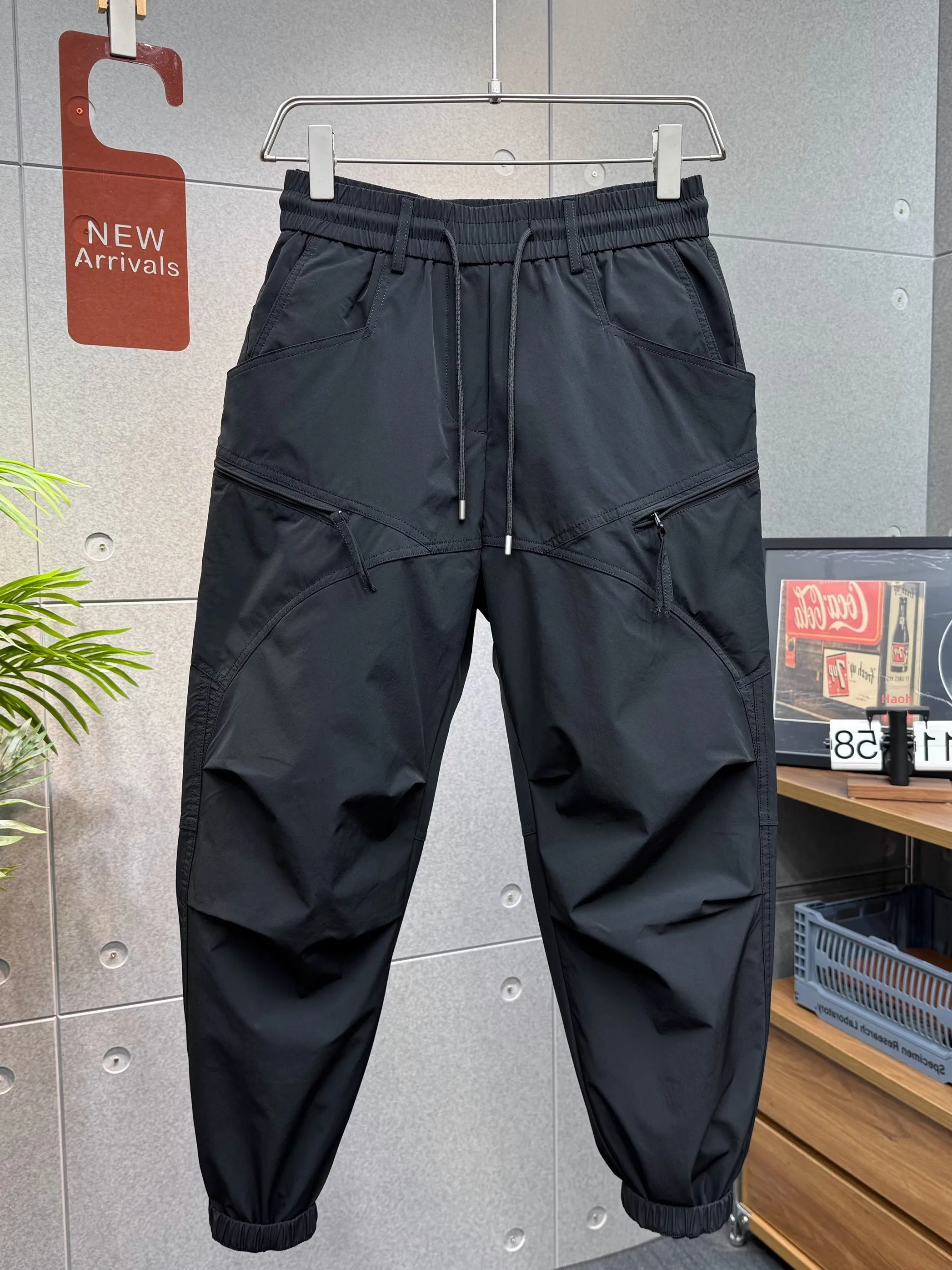 

Summer Thin Casual Pants Men's Trendy All-Match Dstring Cuffed Outdoor Qui-Dry Workwear Trousers Loose Fit Long Pants