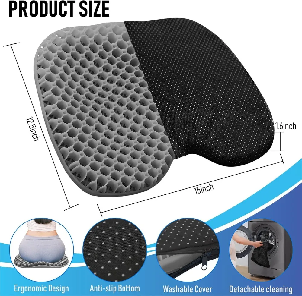 Kayak Seat Cushion Thicken Anti-Slip Waterproof Gel Pad Portable Canoe Rowing Dinghy for Inflatable Fishing Kayak Accessories