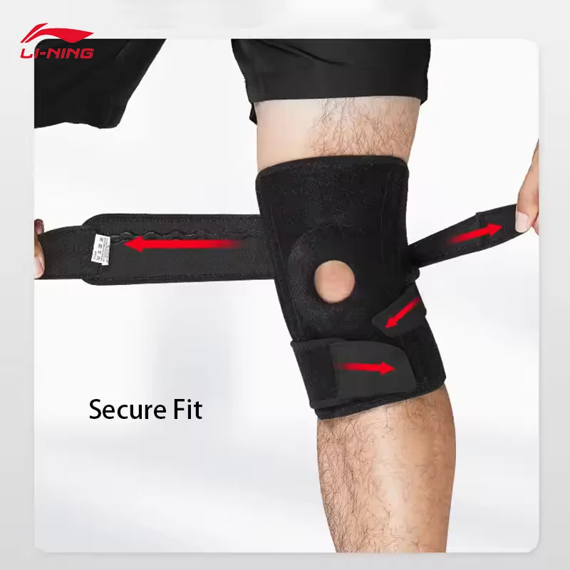 دعامة الركبة للجنسين من LI-NING مع وسادة جل الرضفة و4 مثبتات زنبركية لدعم الركبة لـ Meniscus Kneepad AXWU071