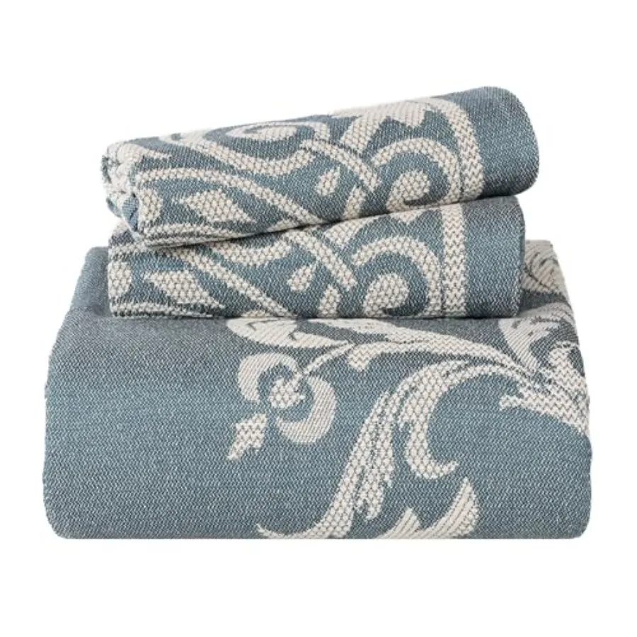 

Cotton Blend 3-Piece Bedspread Set Oversized Bedspread 2 Matching Pillow Shams Light Weight Blanket Jacquard Traditional Medall